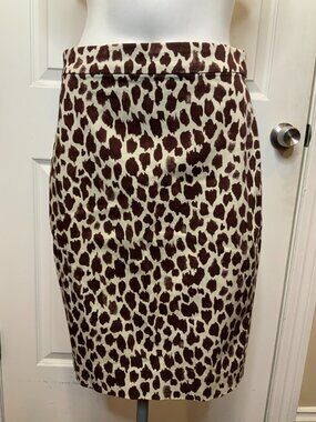 J. Crew No. 2 Pencil Skirt Brown & Cream Animal Print, Size 0, NWT! $98